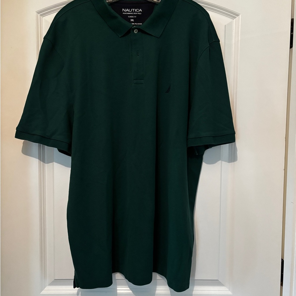 Nautica pique polo ~ relaxed fit/ short sleeved ~ forrest green  ~ 3x~ like new